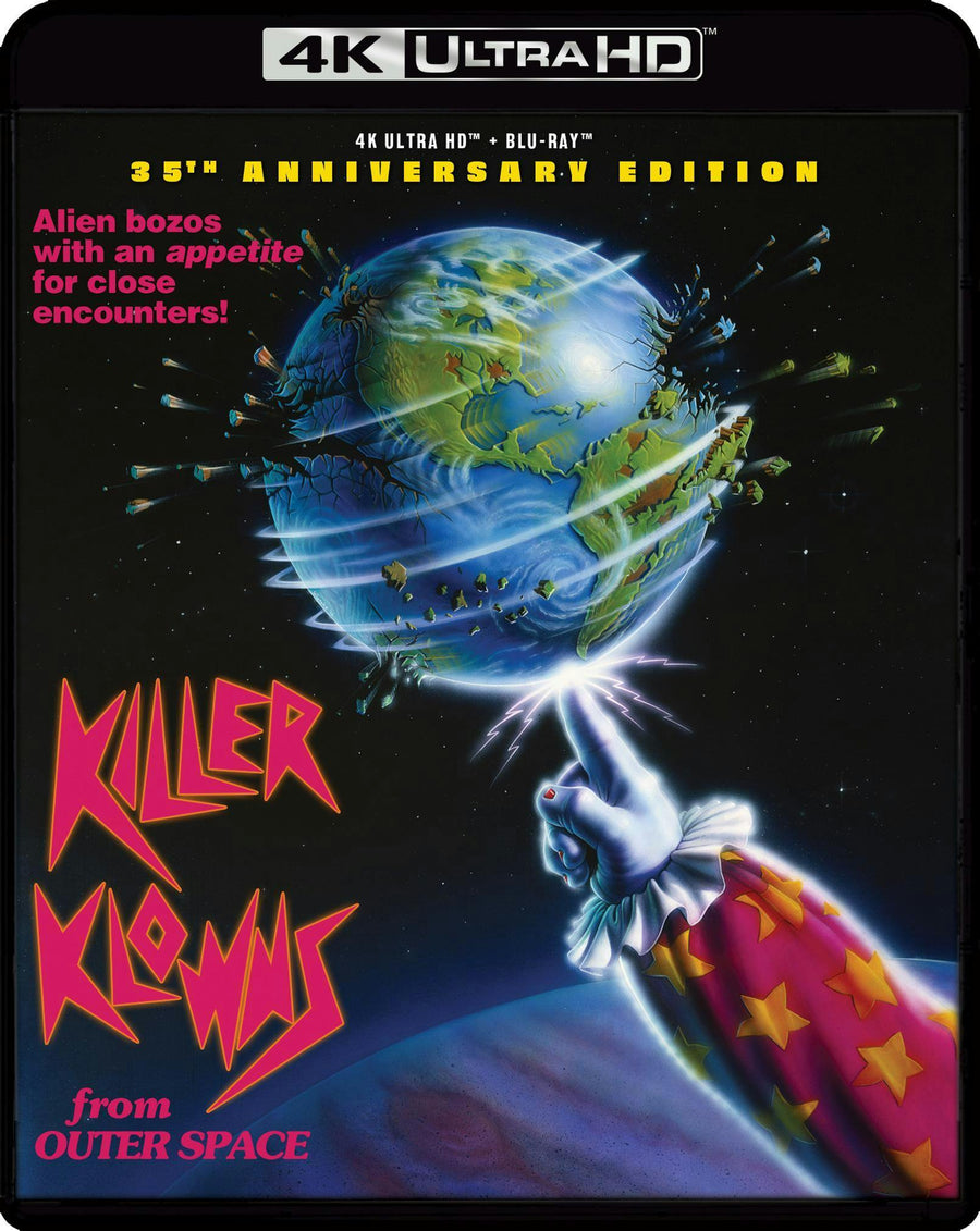 Killer Klowns from Outer Space 35th Anniversary Edition 4K Ultra HD and Blu-ray official case front, UPC 826663245783