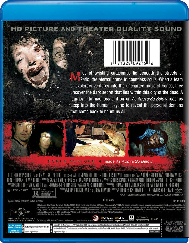 As Above, So Below - Universal Blu-ray rear cover, UPC 191329092156