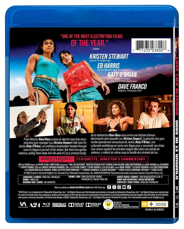 Love Lies Bleeding (Blu-ray, 2024, Canada Import) Kristen Stewart, Ed Harris