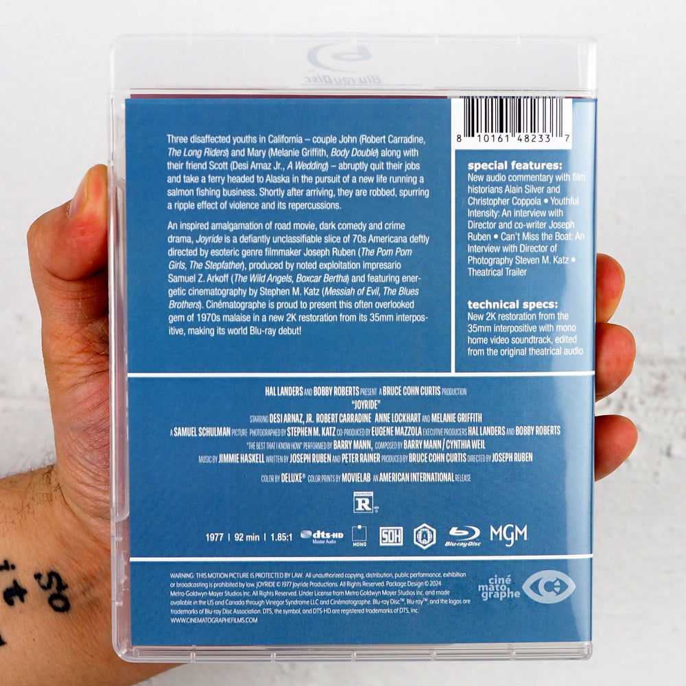 Joyride (1977) standard edition Blu-ray rear cover, UPC 810161482337
