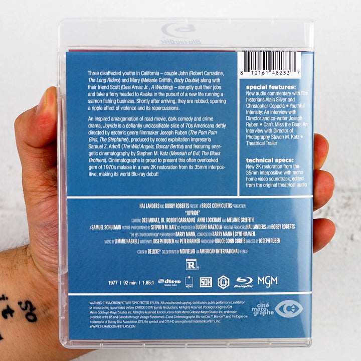 Joyride (1977) standard edition Blu-ray rear cover, UPC 810161482337
