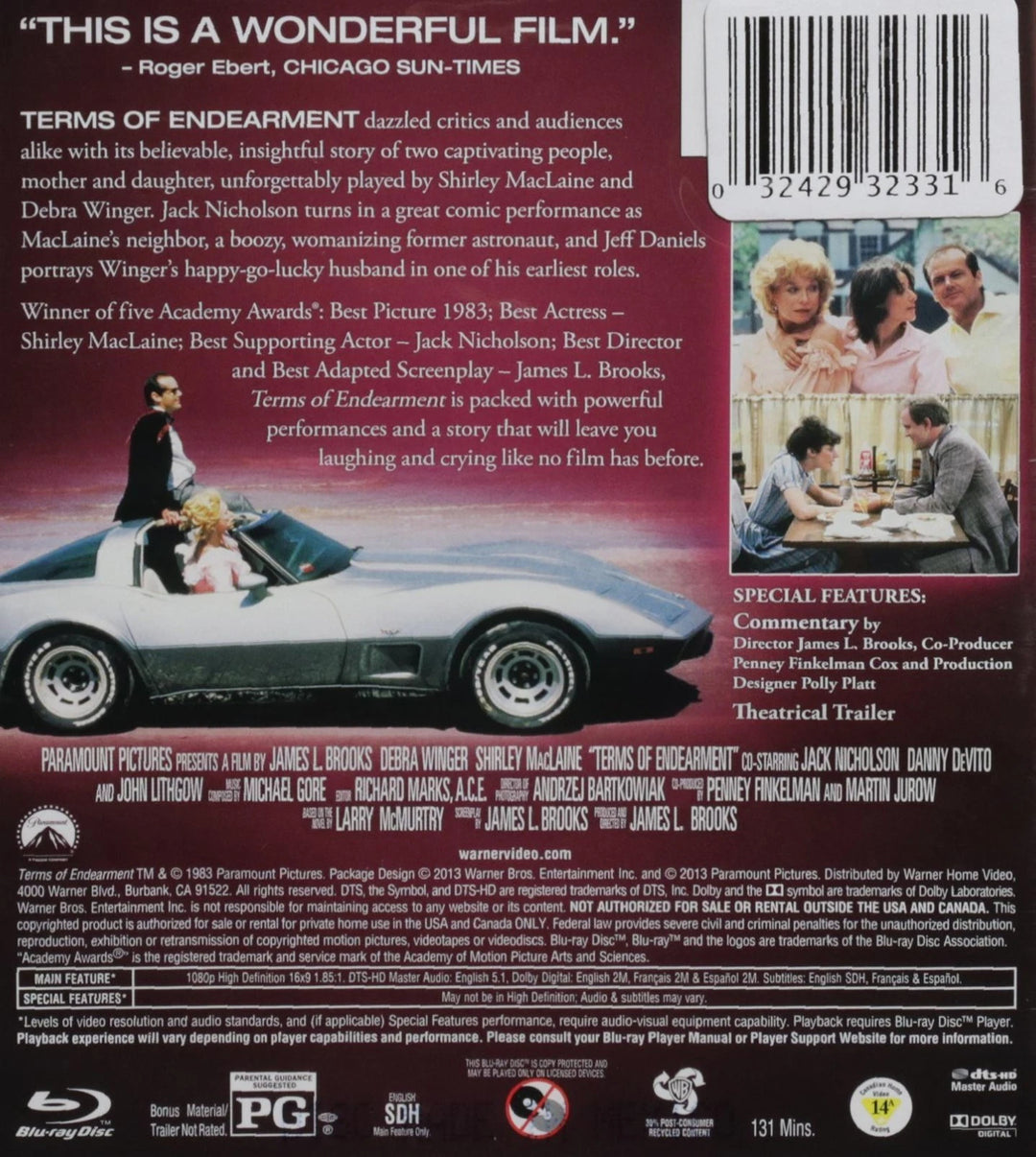 Terms of Endearment (Blu-ray, 1983) Shirley MacLaine, Debra Winger